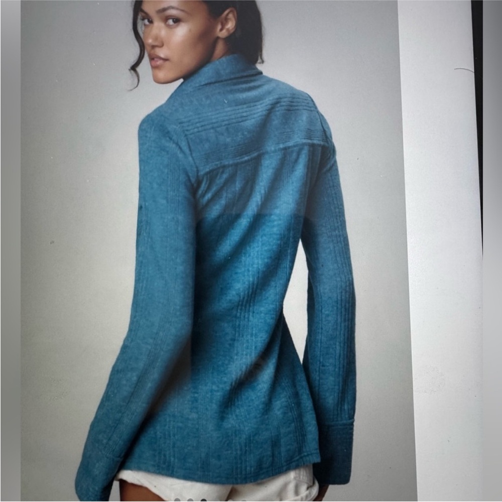 Pilcro Brushed Buttondown Petrol Cardigan Sweater, Size Large - Picture 2 of 8